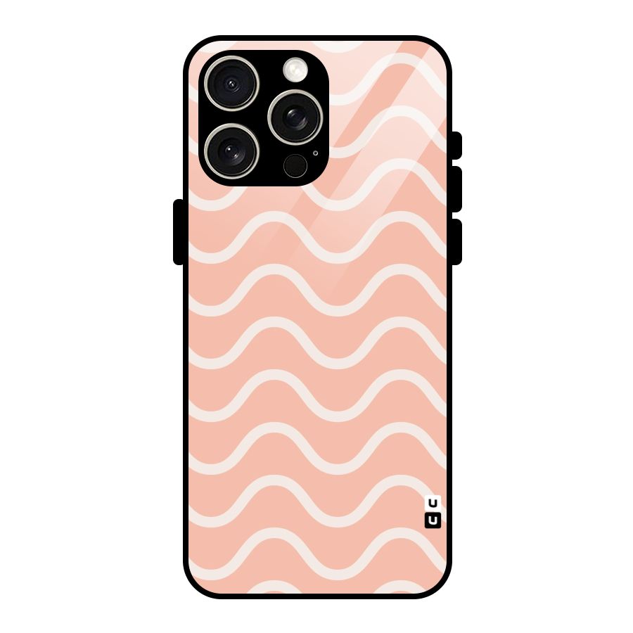 Pastel Peach Waves Glass Back Case for iPhone 15 Pro Max