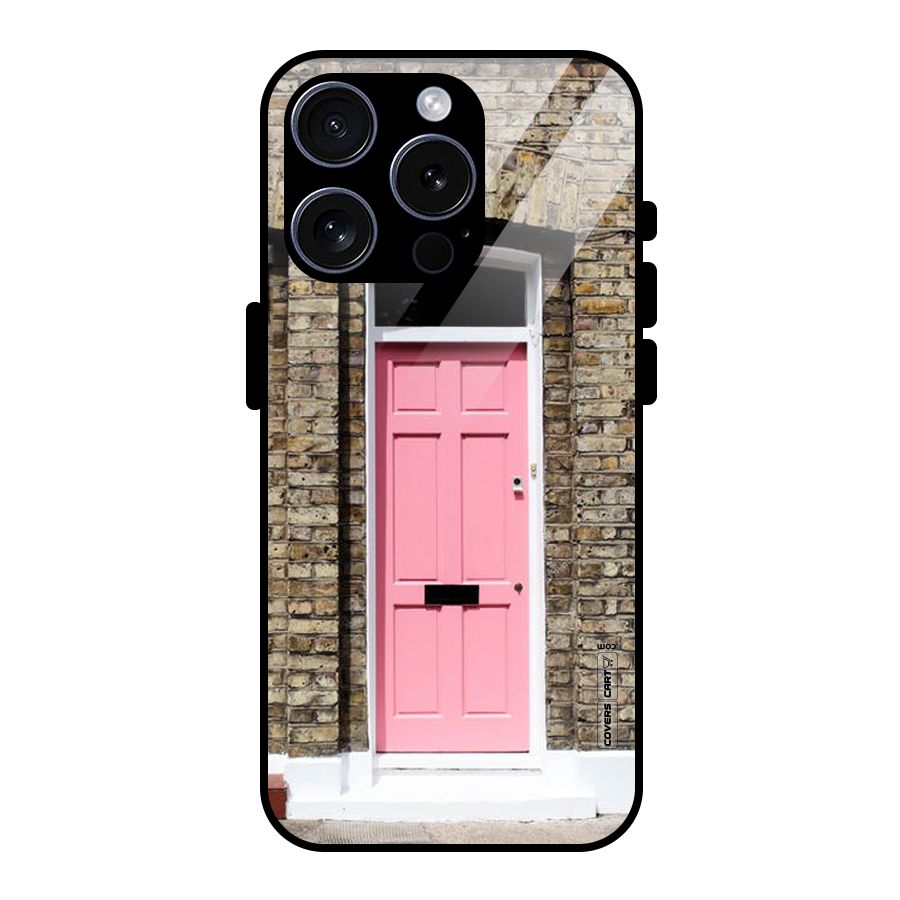 Pastel Pink Door Glass Back Case for iPhone 15 Pro
