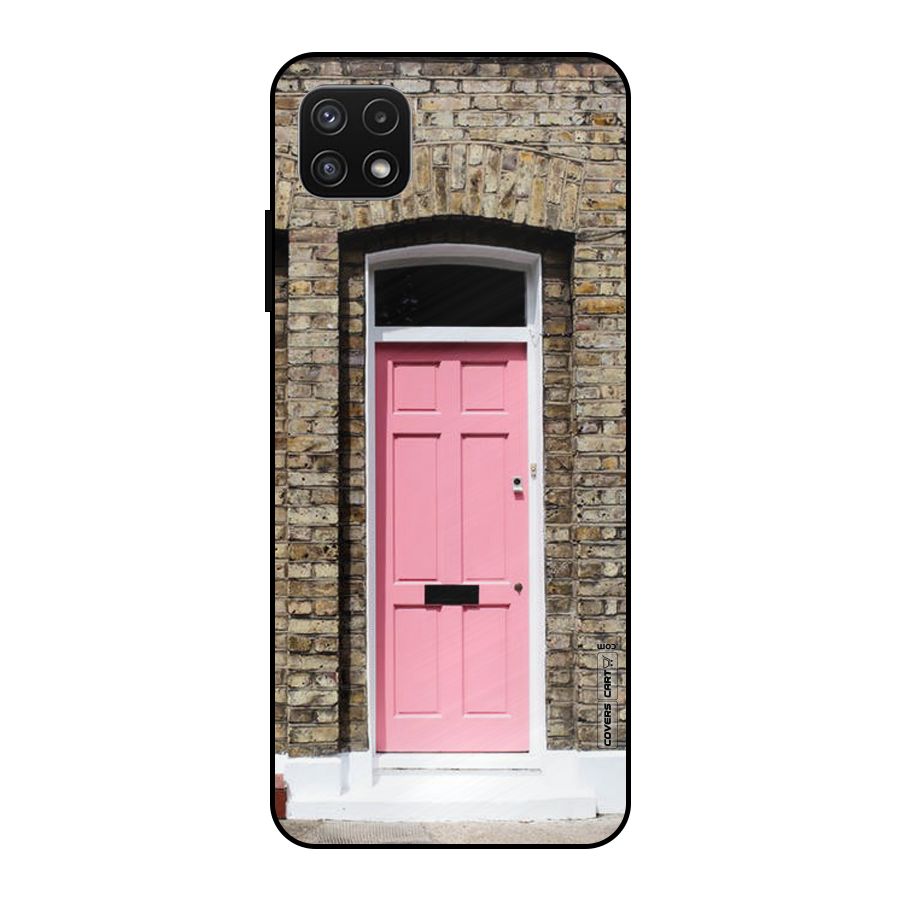 Pastel Pink Door Metal Back Case for Galaxy A22 5G