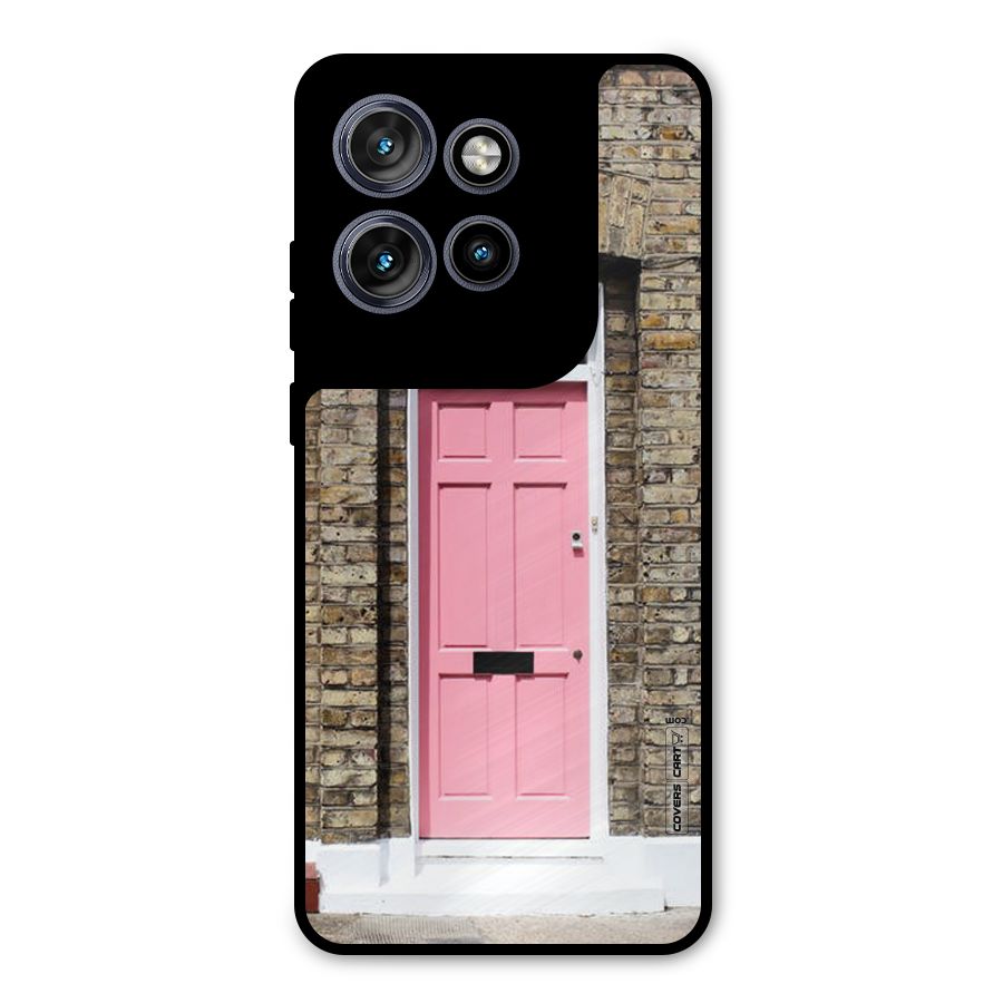 Pastel Pink Door Metal Back Case for Motorola Edge 50 Neo