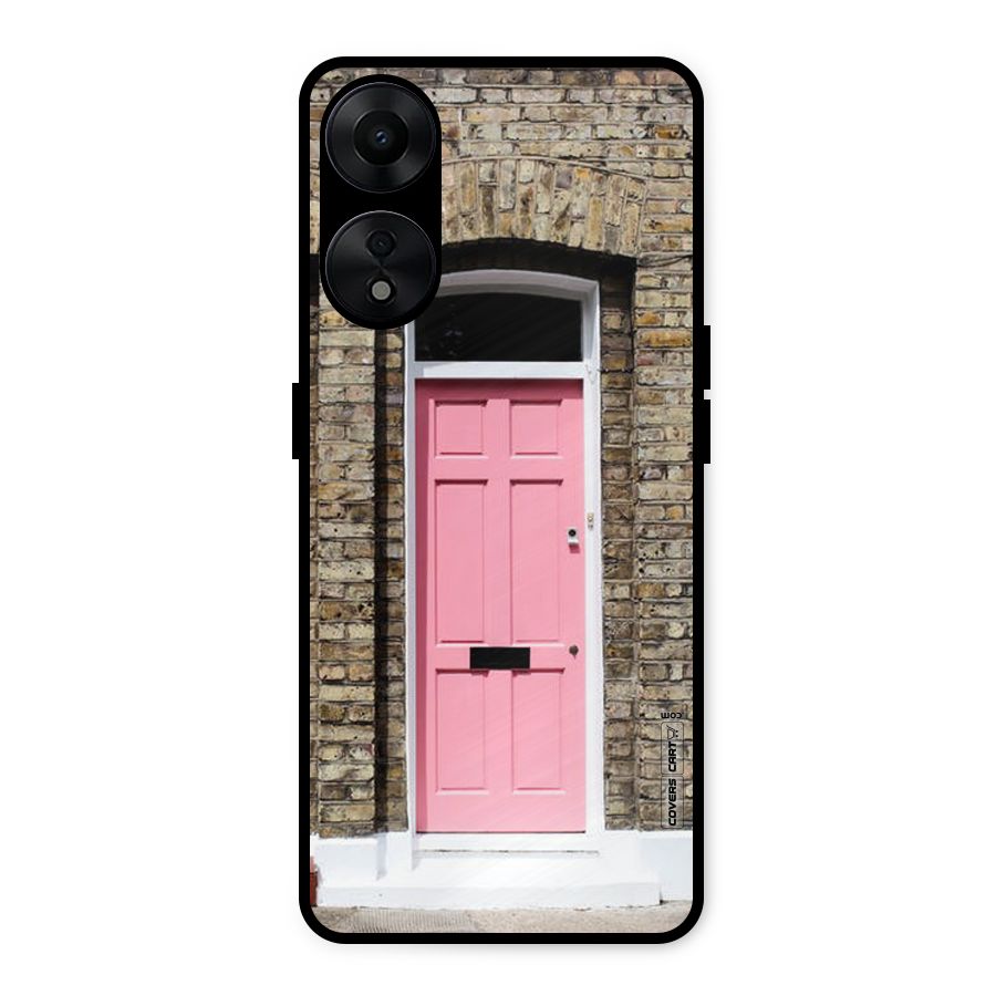 Pastel Pink Door Metal Back Case for Oppo A78 5G