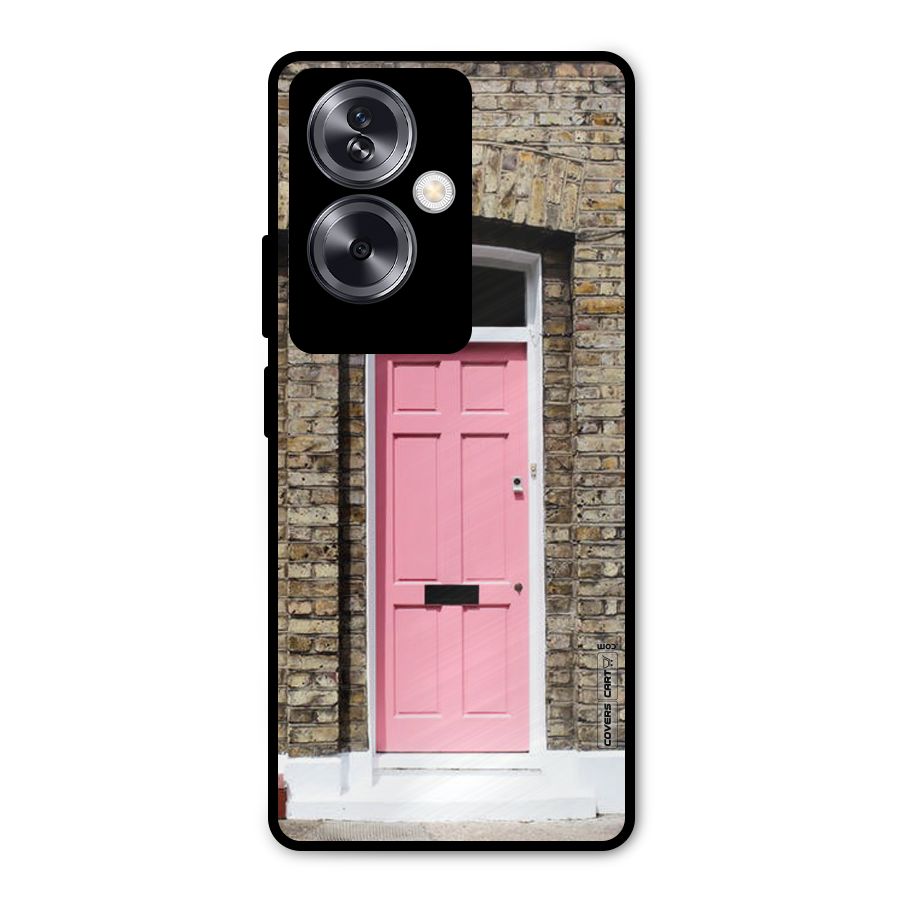 Pastel Pink Door Metal Back Case for Oppo A79 5G