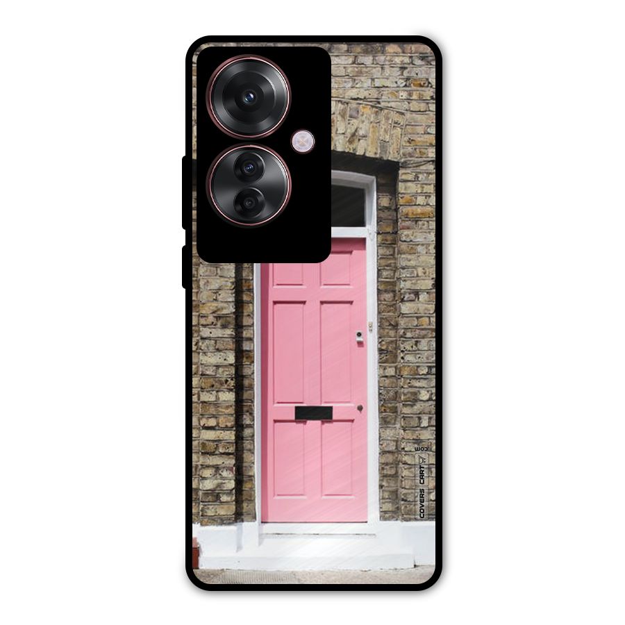 Pastel Pink Door Metal Back Case for Oppo F25 Pro
