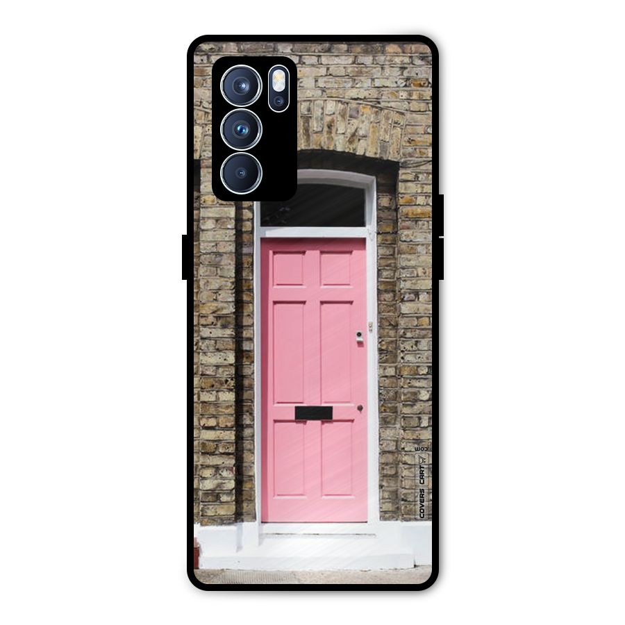 Pastel Pink Door Metal Back Case for Oppo Reno6 Pro 5G