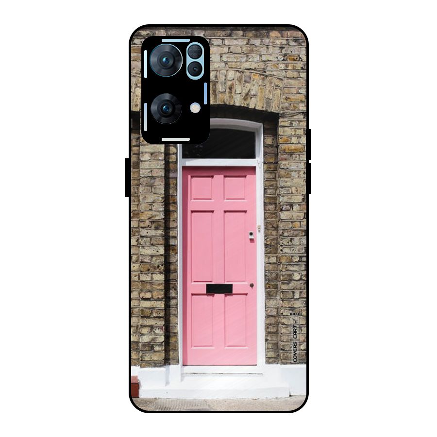 Pastel Pink Door Metal Back Case for Oppo Reno7 Pro 5G