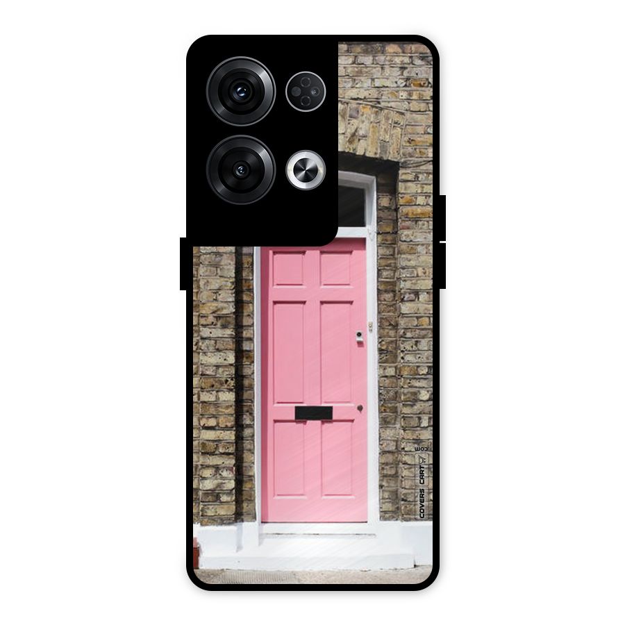 Pastel Pink Door Metal Back Case for Oppo Reno8 Pro 5G