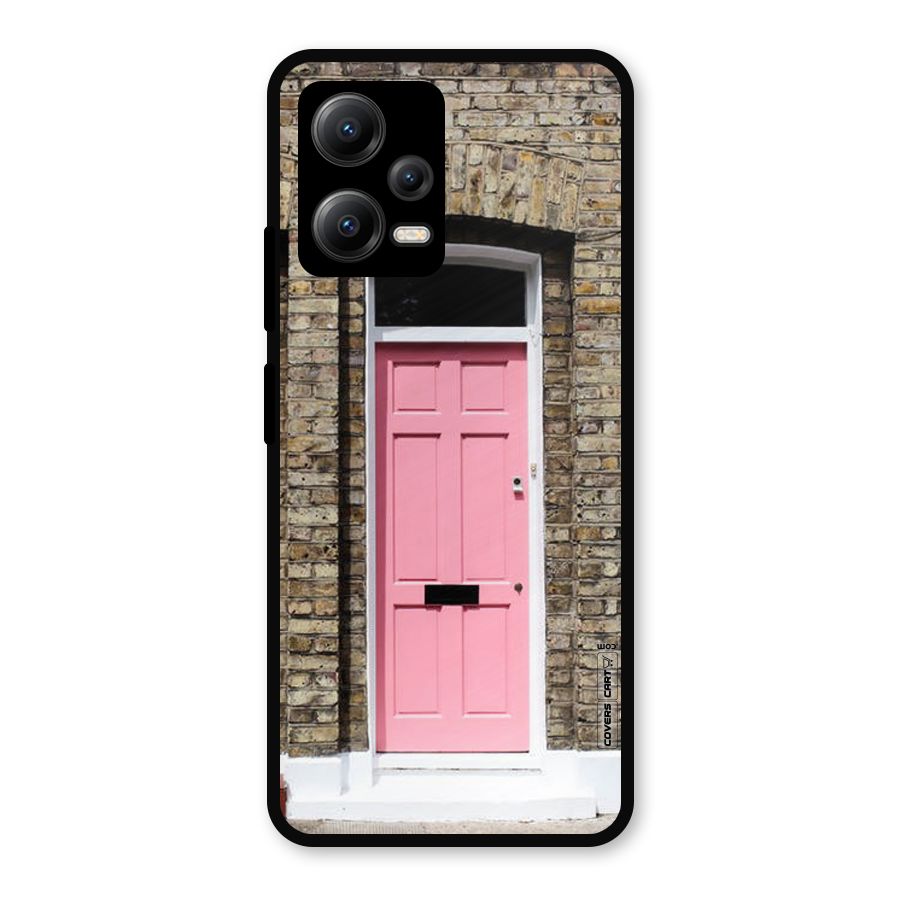 Pastel Pink Door Metal Back Case for Redmi Note 12 5G