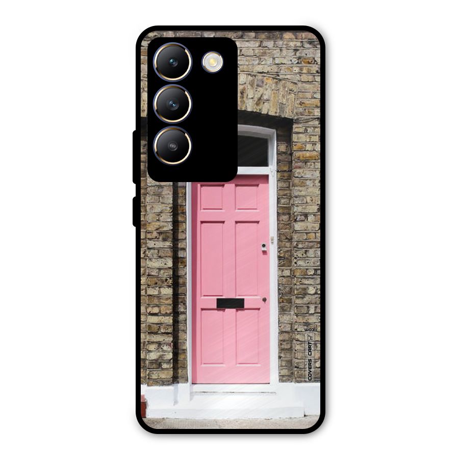 Pastel Pink Door Metal Back Case for Vivo T3 5G