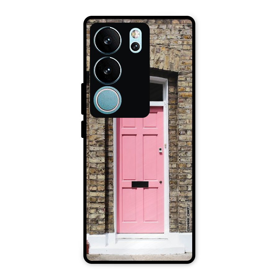 Pastel Pink Door Metal Back Case for Vivo V29 Pro