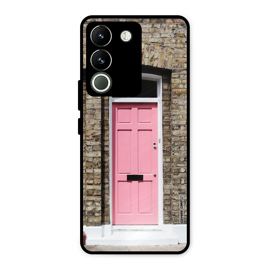Pastel Pink Door Metal Back Case for Vivo Y200