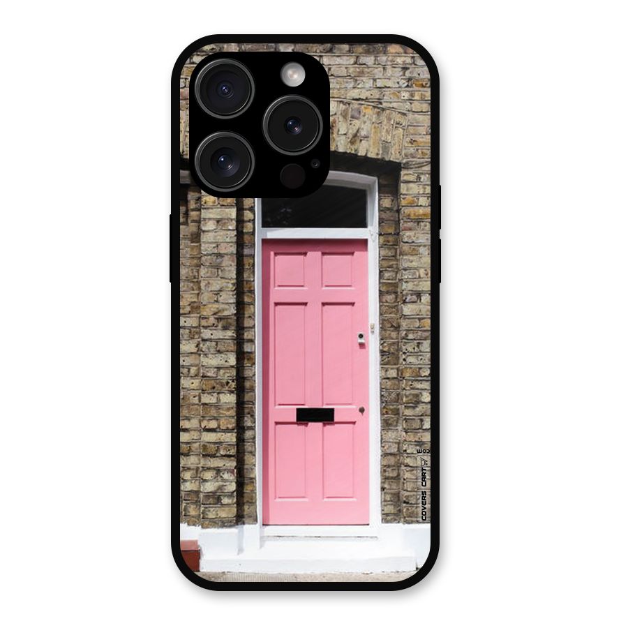 Pastel Pink Door Metal Back Case for iPhone 15 Pro