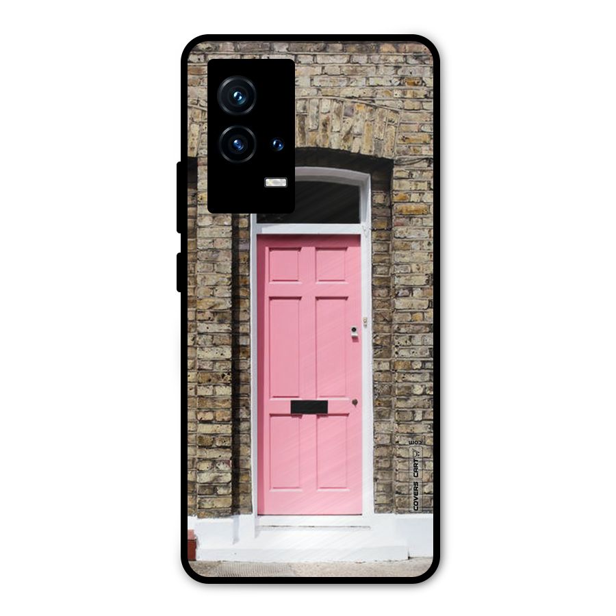 Pastel Pink Door Metal Back Case for iQOO 9 5G