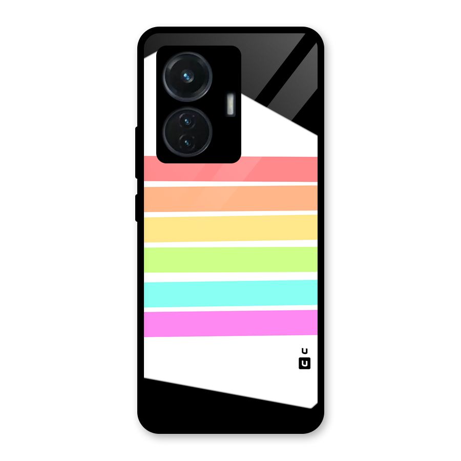 Pastel Pride Horizontal Stripes Glass Back Case for Vivo T1 44W
