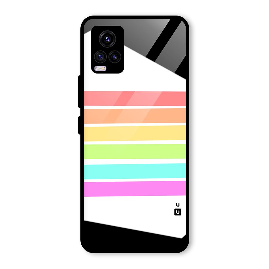 Pastel Pride Horizontal Stripes Glass Back Case for Vivo V20 2021
