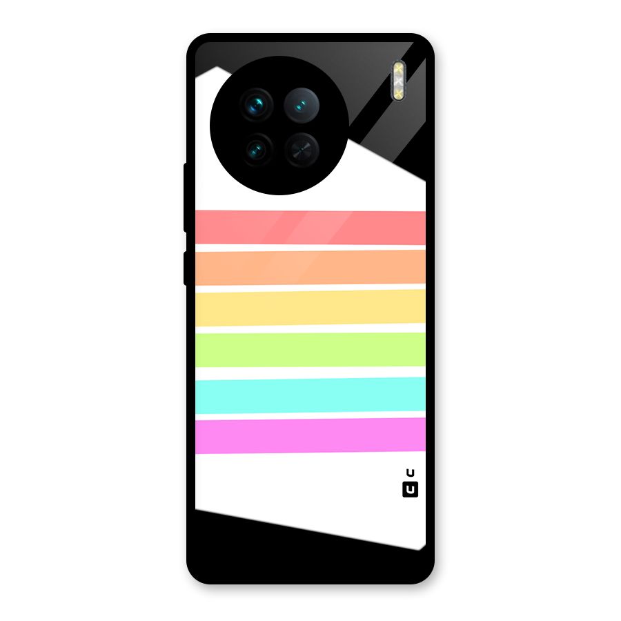Pastel Pride Horizontal Stripes Glass Back Case for Vivo X90