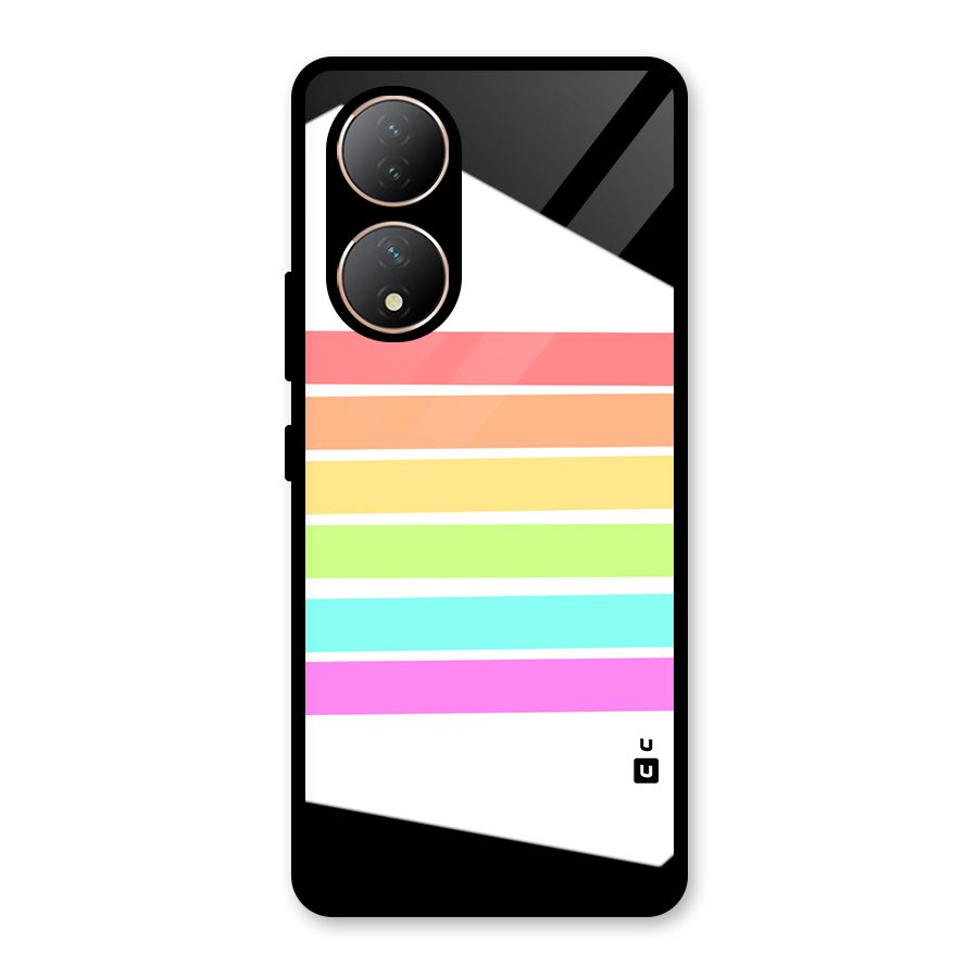 Pastel Pride Horizontal Stripes Glass Back Case for Vivo Y100A