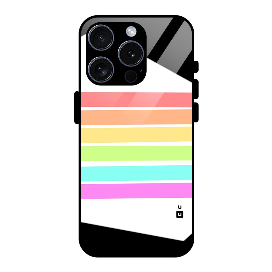 Pastel Pride Horizontal Stripes Glass Back Case for iPhone 15 Pro