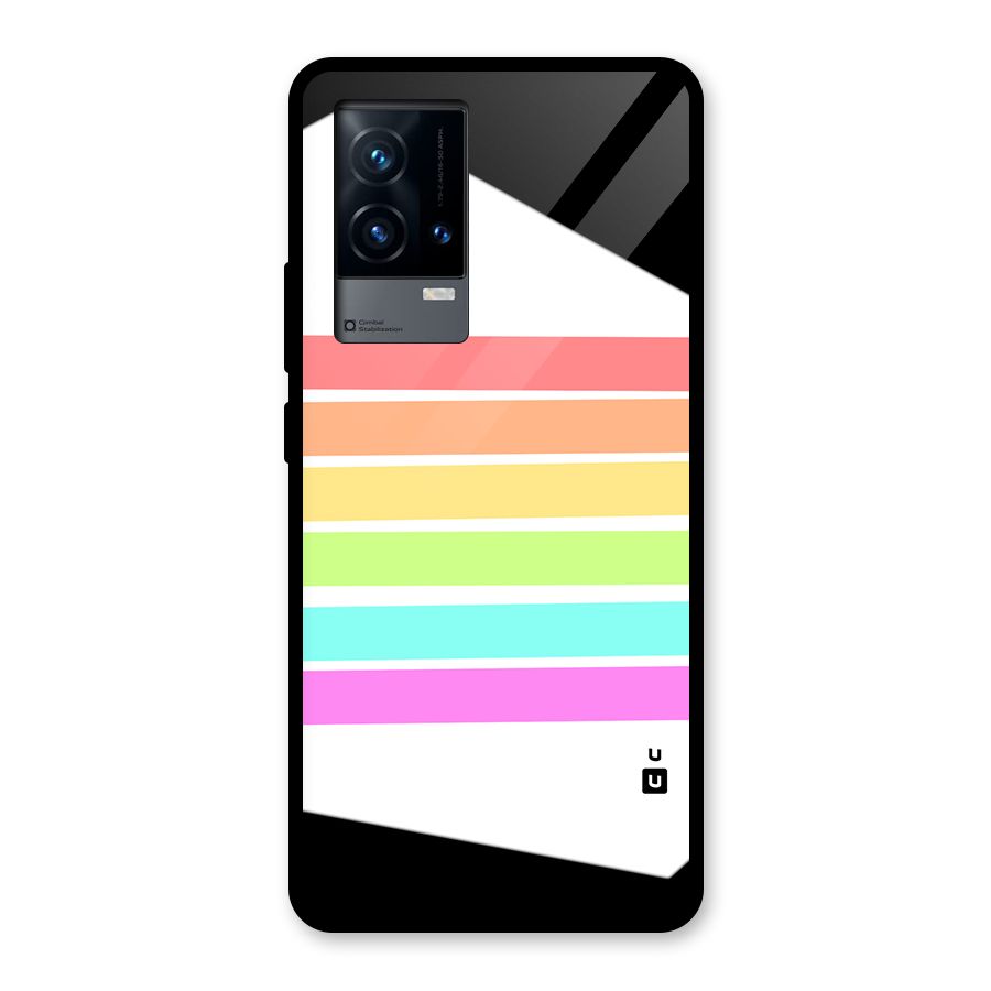 Pastel Pride Horizontal Stripes Glass Back Case for iQOO 9 5G