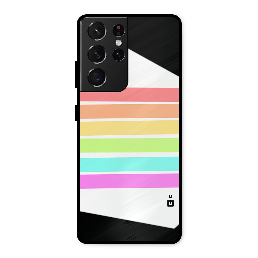 Pastel Pride Horizontal Stripes Metal Back Case for Galaxy S21 Ultra 5G