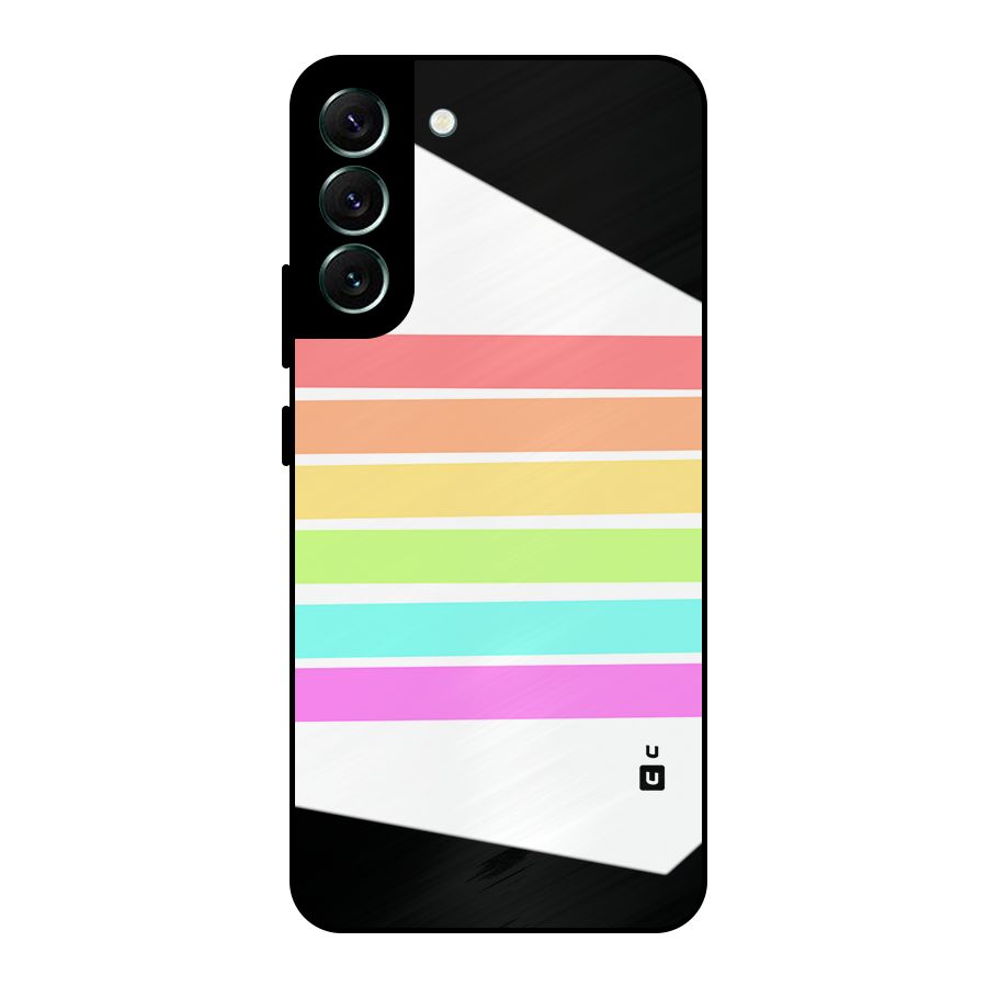 Pastel Pride Horizontal Stripes Metal Back Case for Galaxy S22 Plus 5G