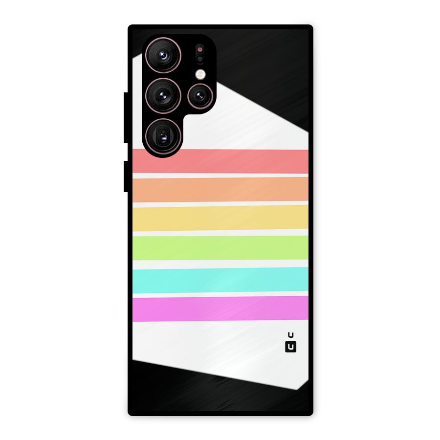Pastel Pride Horizontal Stripes Metal Back Case for Galaxy S22 Ultra 5G