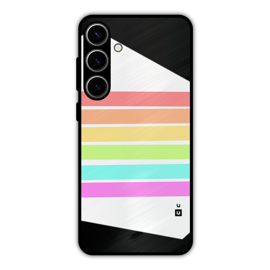 Pastel Pride Horizontal Stripes Metal Back Case for Galaxy S24 Plus
