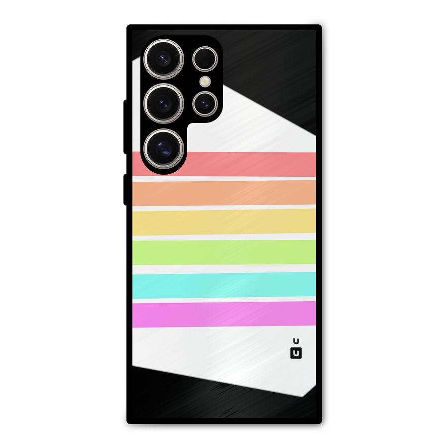 Pastel Pride Horizontal Stripes Metal Back Case for Galaxy S24 Ultra