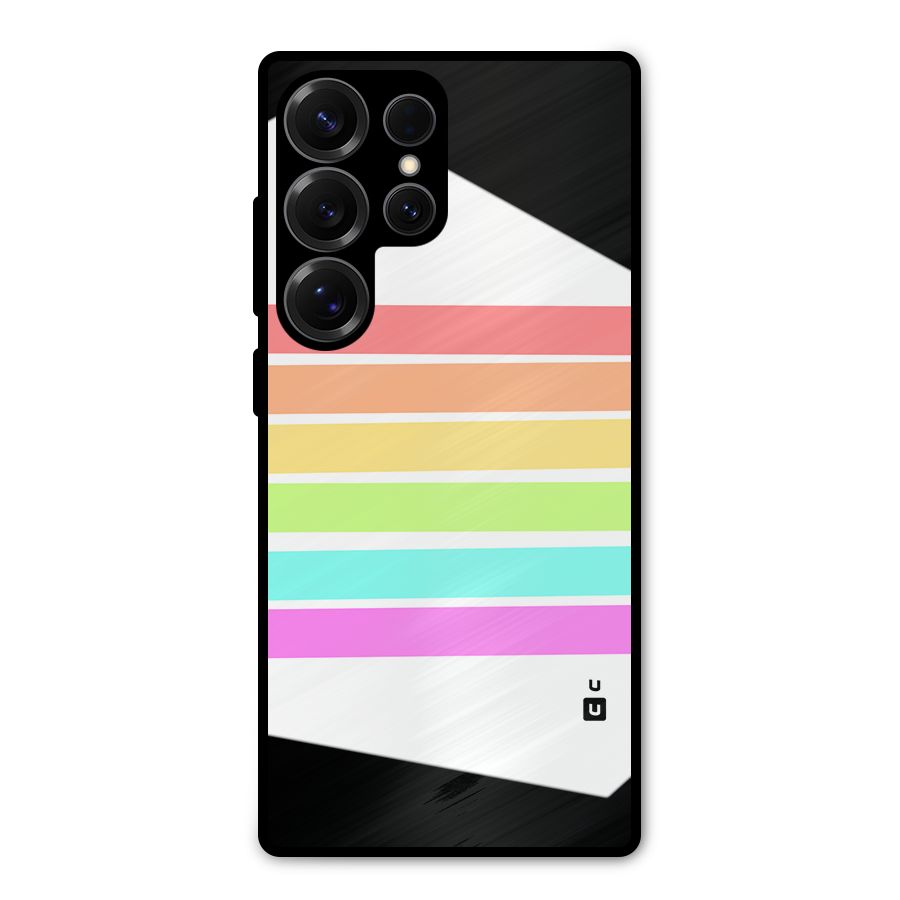 Pastel Pride Horizontal Stripes Metal Back Case for Galaxy S25 Ultra