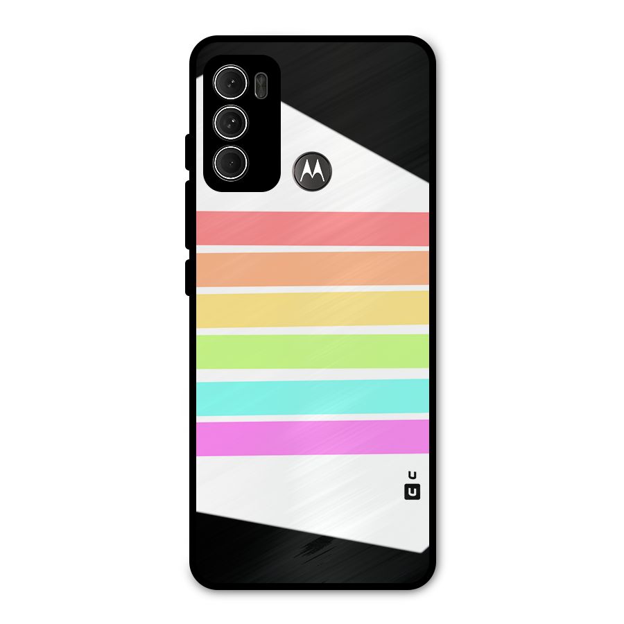 Pastel Pride Horizontal Stripes Metal Back Case for Moto G60