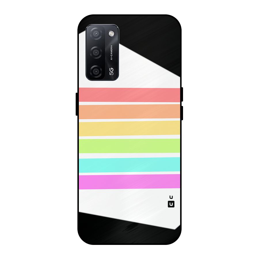 Pastel Pride Horizontal Stripes Metal Back Case for Oppo A53s 5G