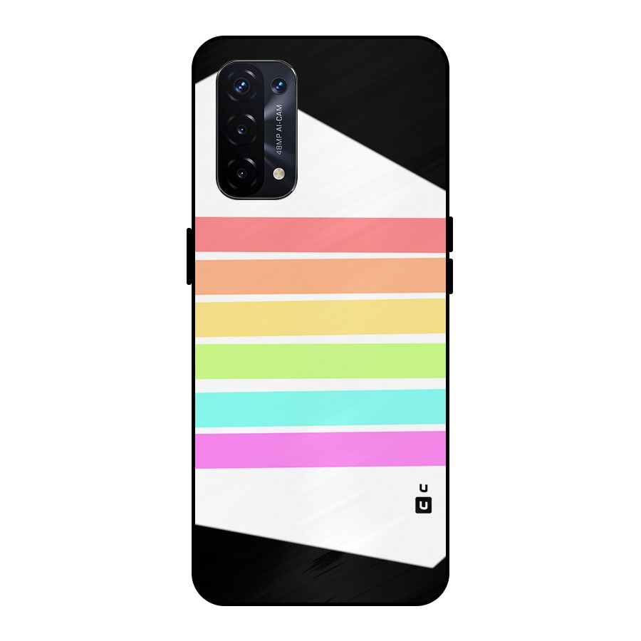 Pastel Pride Horizontal Stripes Metal Back Case for Oppo A74 5G