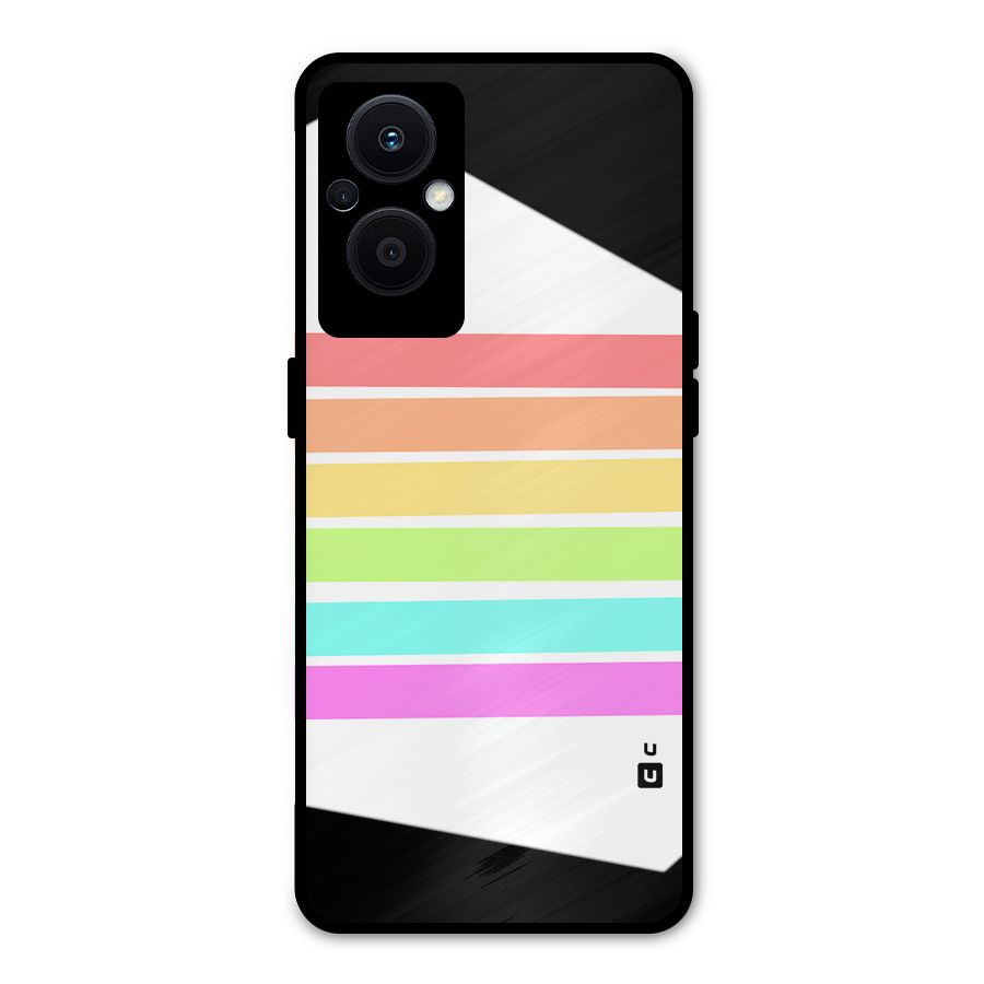 Pastel Pride Horizontal Stripes Metal Back Case for Oppo F21 Pro 5G