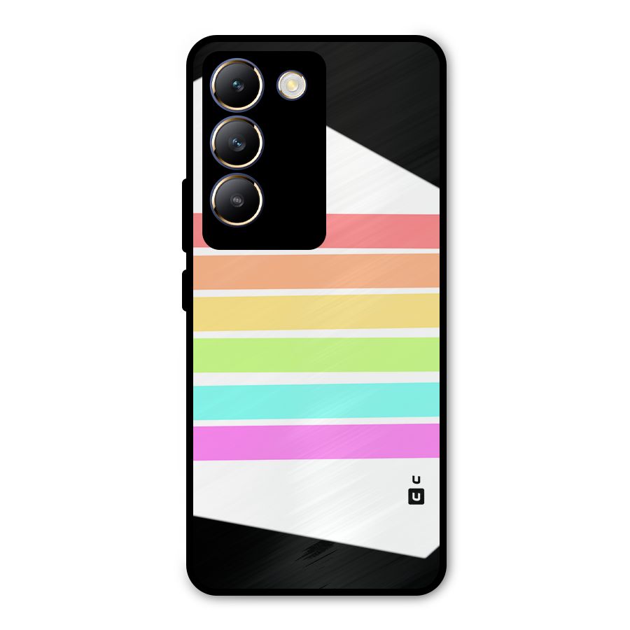 Pastel Pride Horizontal Stripes Metal Back Case for Vivo T3 5G
