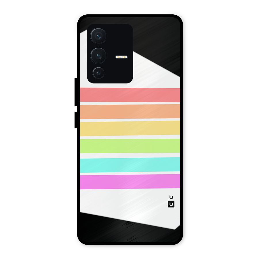 Pastel Pride Horizontal Stripes Metal Back Case for Vivo V23 5G