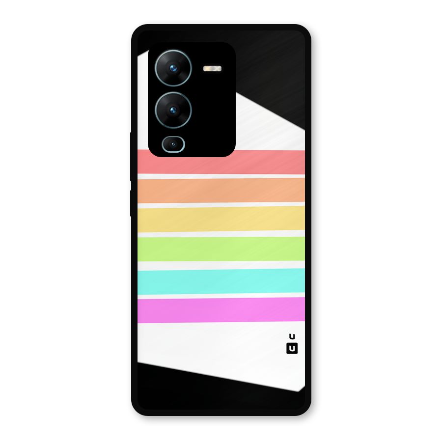 Pastel Pride Horizontal Stripes Metal Back Case for Vivo V25 Pro