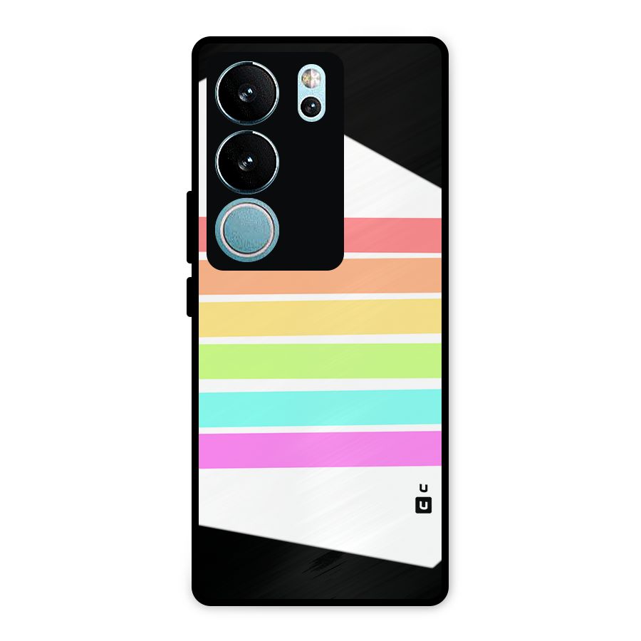 Pastel Pride Horizontal Stripes Metal Back Case for Vivo V29 Pro