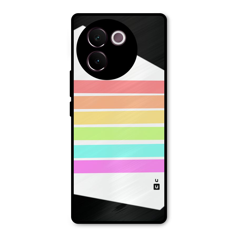 Pastel Pride Horizontal Stripes Metal Back Case for Vivo V30e