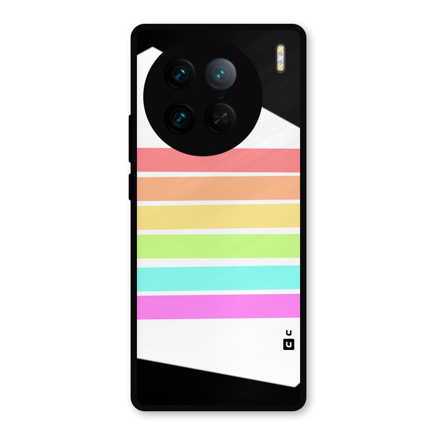 Pastel Pride Horizontal Stripes Metal Back Case for Vivo X90 Pro