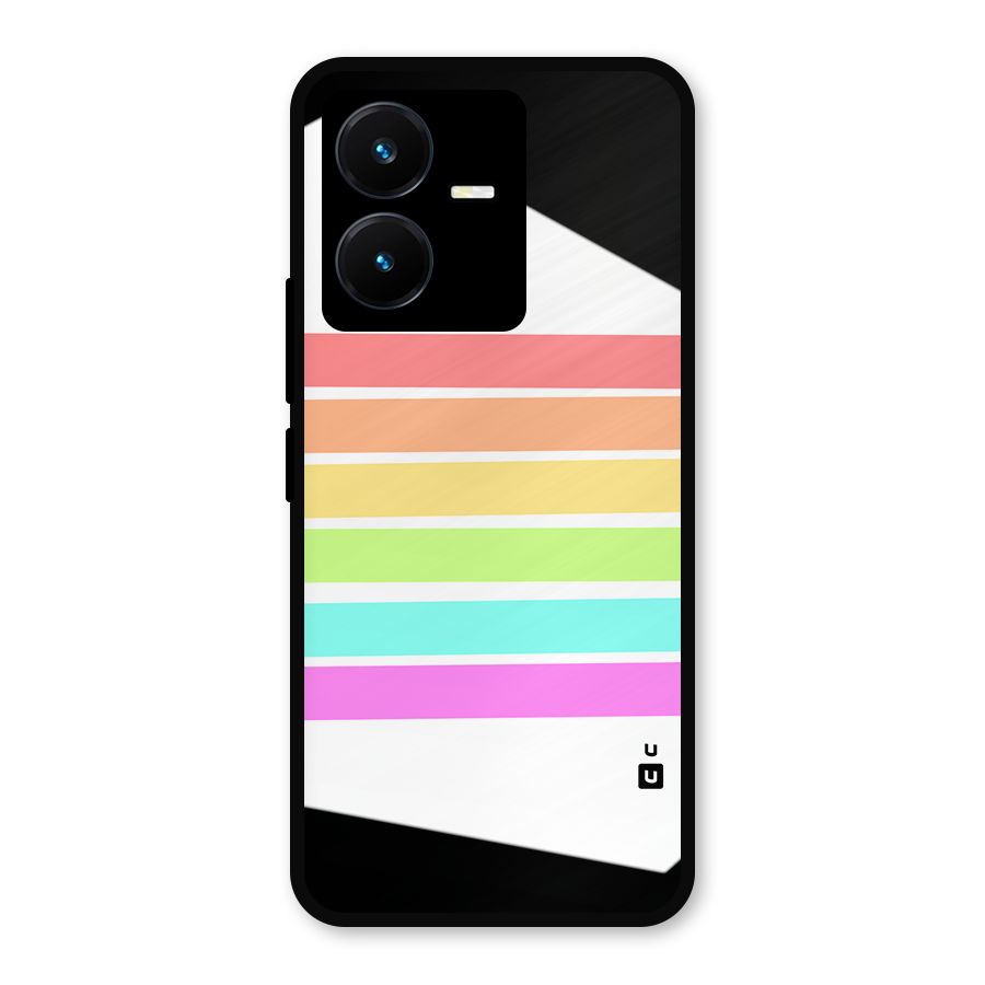 Pastel Pride Horizontal Stripes Metal Back Case for Vivo Y22s