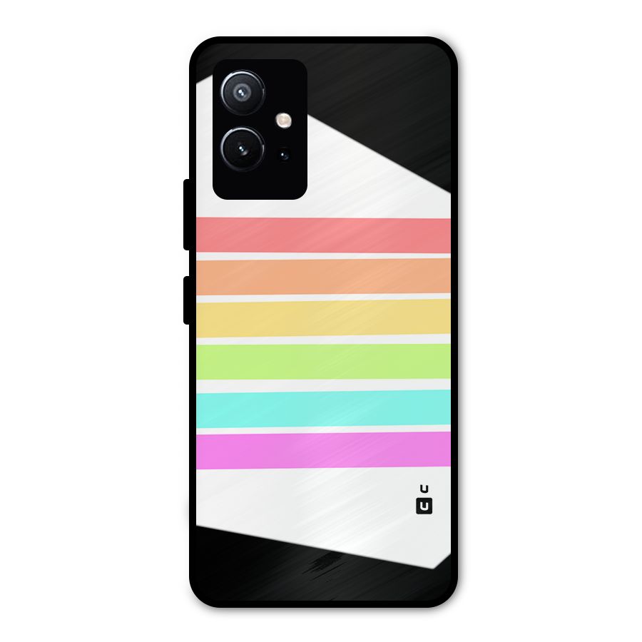 Pastel Pride Horizontal Stripes Metal Back Case for Vivo Y75 5G