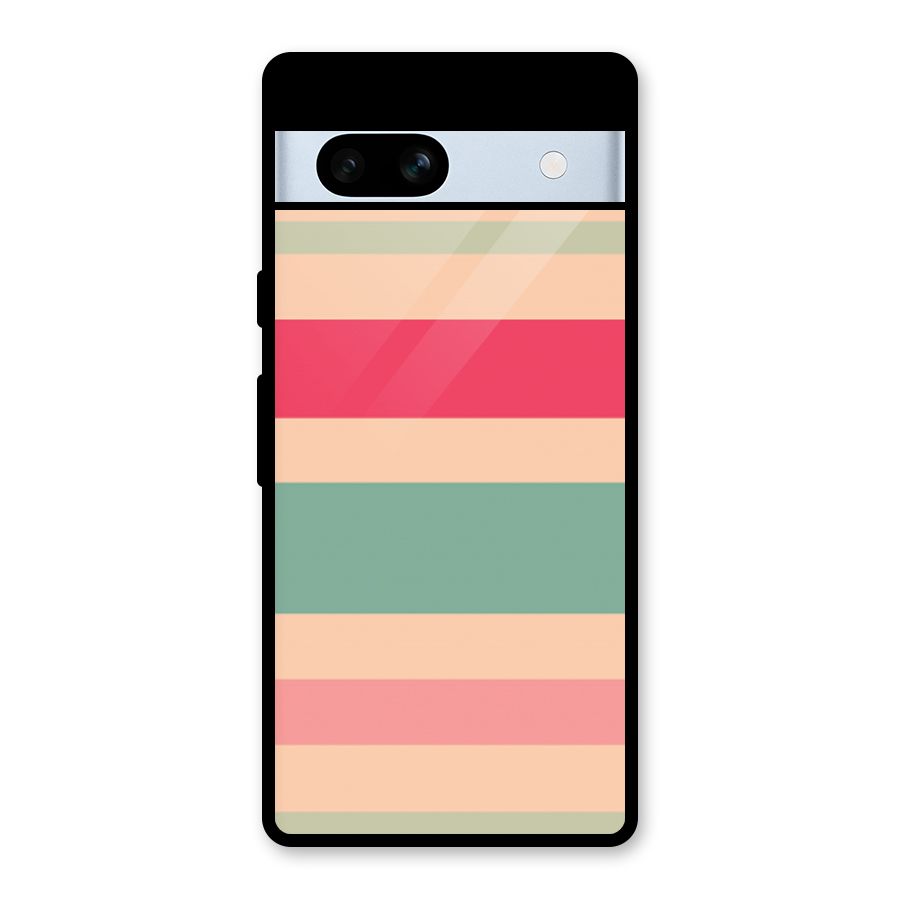 Pastel Stripes Vintage Glass Back Case for Google Pixel 7a