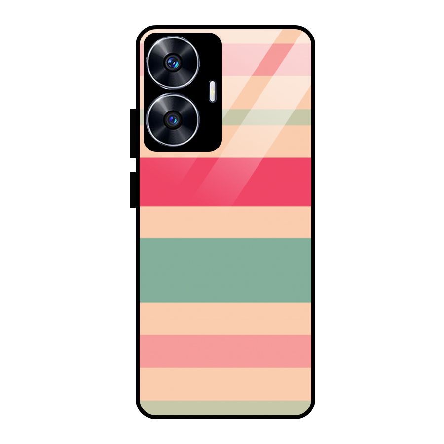 Pastel Stripes Vintage Glass Back Case for Realme Narzo N55