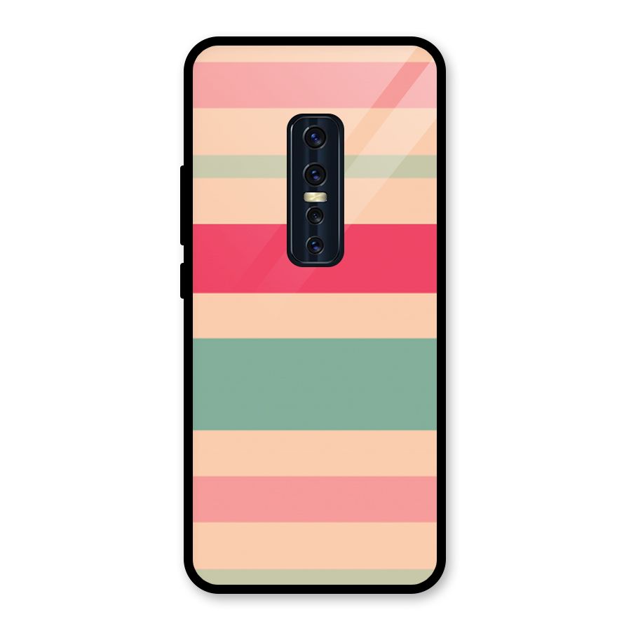 Pastel Stripes Vintage Glass Back Case for Vivo V17 Pro