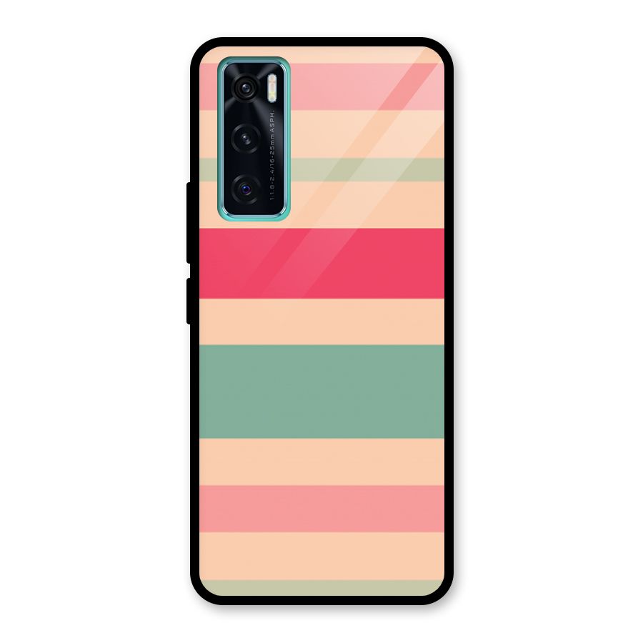 Pastel Stripes Vintage Glass Back Case for Vivo V20 SE