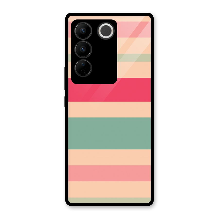 Pastel Stripes Vintage Glass Back Case for Vivo V27