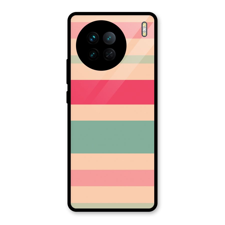 Pastel Stripes Vintage Glass Back Case for Vivo X90