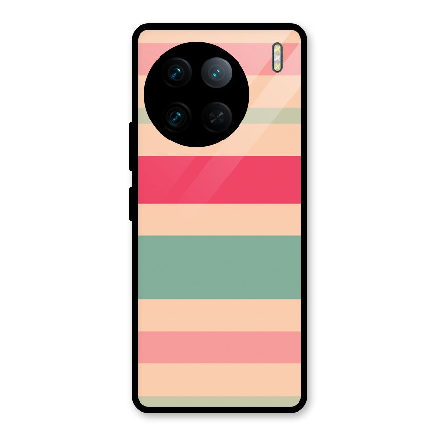 Pastel Stripes Vintage Glass Back Case for Vivo X90 Pro