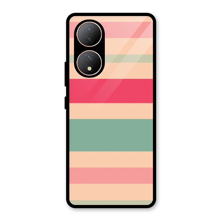 Pastel Stripes Vintage Glass Back Case for Vivo Y100A
