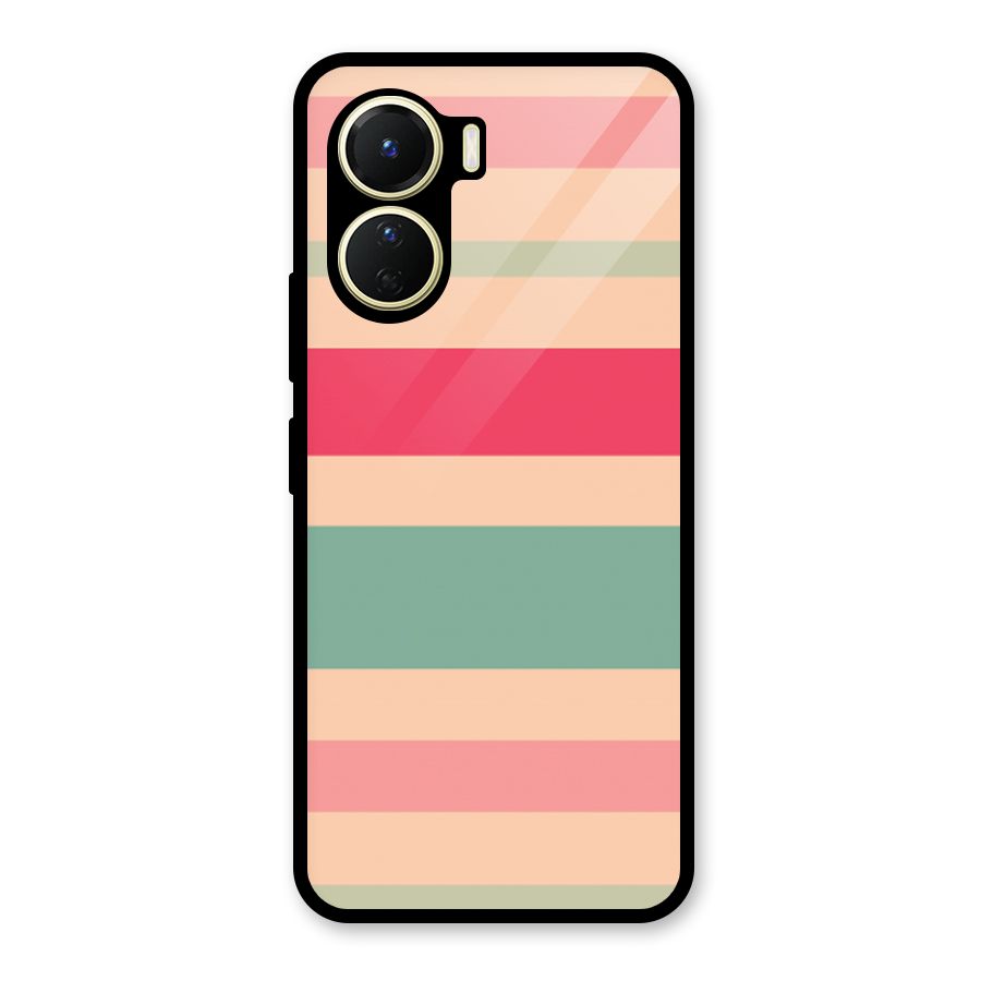 Pastel Stripes Vintage Glass Back Case for Vivo Y16