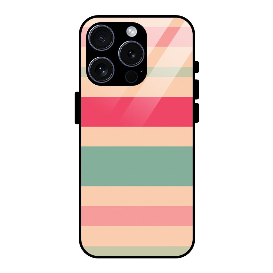 Pastel Stripes Vintage Glass Back Case for iPhone 15 Pro